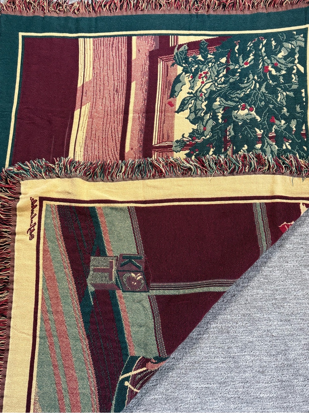 Vintage Bob Timberlake Christmas Teddy Bear Woven Throw Blanket 44x60 - Picture 6 of 6